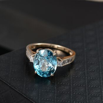 AAA Blauer Zirkon, Lab Grown Diamant VS Ring 375 Gold (Gr&ouml;&szlig;e 19.00) ca. 7.36 ct