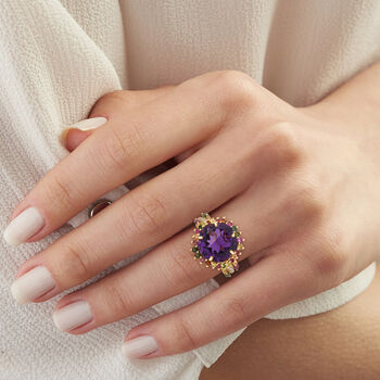 AA Afrikanischer Amethyst, Multi-Turmalin und Zirkon Ring - 10,91 ct.