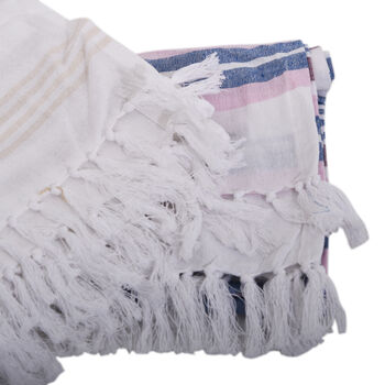 2er Set SPA Handt&uuml;cher, rosa und blaue Streifen