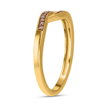 Nat&uuml;rlicher Champagner-Diamantring - 925 Silber Gelbgold Vermeil- 0,10 ct.