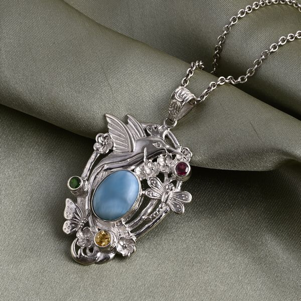 D'Joy Royal Bali Larimar, Citrin, Rhodolith Granat und Chromdiopsid Anh&auml;nger - 11,69 ct. image number 2