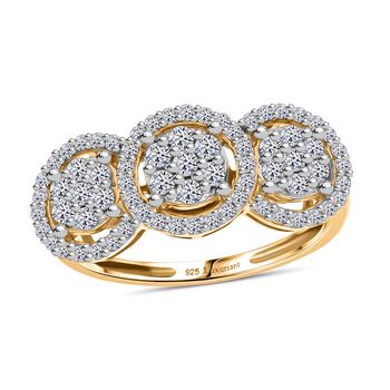 LUXURIANT SI-GH Labor Diamant Halo Ring im Trilogie-Stil - 1 ct.