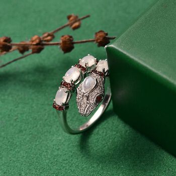 GP Trionfo Kollektion- AAA Regenbogen Mondstein, Mosambik Granat, Zirkon und blauer Saphir Ring - 2,26 ct.