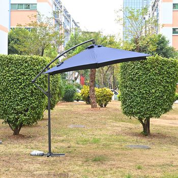 Garten Sonnenschirm, Stahlgestell, 3m, 6 Streben, Dunkelblau