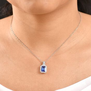 RHAPSODY AGI zertifiziert und gepr&uuml;ft AAAA Tansanit und VS-EF Diamant Anh&auml;nger mit 50cm Kette in 950 Platin - 2,75 ct.