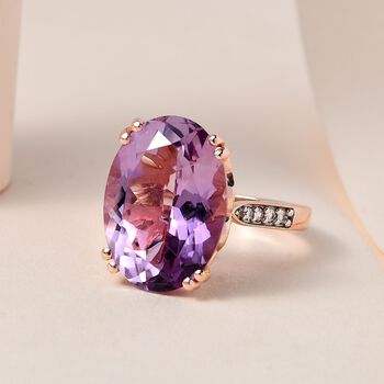 Rose De France Amethyst und Zirkon Cocktail Ring - 12,13 ct.