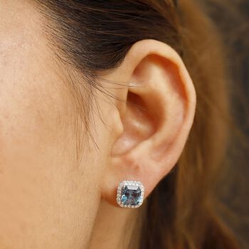 LUXURIANT DIAMOND- zertifiziert und gepr&uuml;ft AAA Labor Alexandrit und Labor Diamant Ohrringe in 417 Wei&szlig;gold - 4,35 ct.