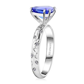 RHAPSODY zertifiziert und gepr&uuml;ft AAAA Tansanit und Diamant Ring in 950 Platin - 2,30 ct.