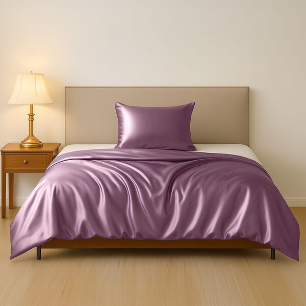 Serenity Night - 100% Maulbeerseide Sommerseidendecke mit Seidenf&uuml;llung Daunenkissen und Seidenkissenbezug Rosa
