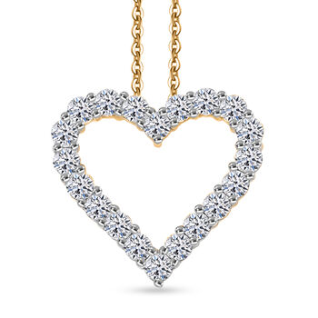 LUXURIANT SGL zertifizierter SI-GH Labor Diamant Anh&auml;nger mit 45cm Kette, 925 Silber 750 Gelbgold Vermeil - 1 ct.