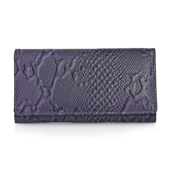 LA MAREY Geldb&ouml;rse aus Leder mit RFID Schutz und Python Pr&auml;gung, 18,4 x 10,2 cm, Lila