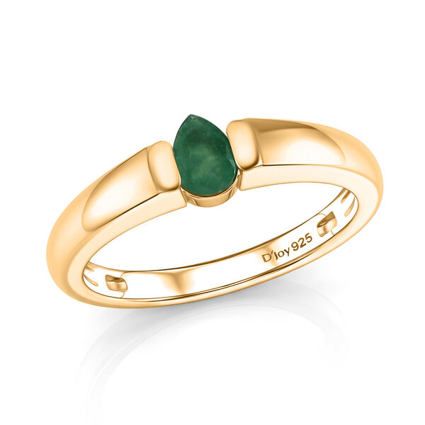 D'Joy AAA Kagem Sambischer Smaragd Ring 925 Silber 750 Vergoldet (Gr&ouml;&szlig;e 17.00) ca. 0.28 ct image number 4