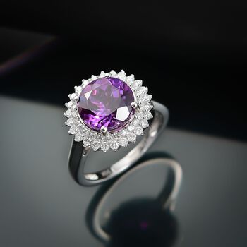 LUXURIANT DIAMOND- zertifiziert und gepr&uuml;ft AAA Labor Lila Saphir und Labor Diamant Ring in 417 Wei&szlig;gold - 4,48 ct.