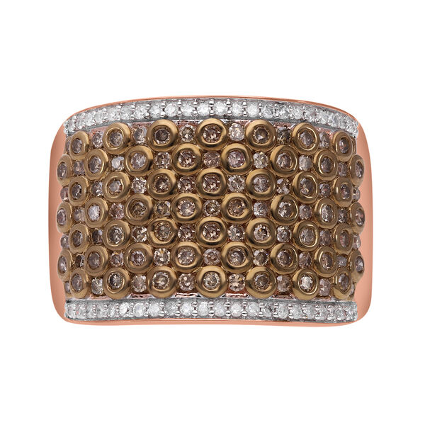 Nat&uuml;rlicher Champagner und wei&szlig;er Diamant-Ring - 1 ct.
