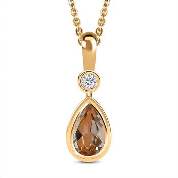 AAA Turkizit und wei&szlig;er Zirkon-Anh&auml;nger mit Kette, 50 cm - 0,87 ct.
