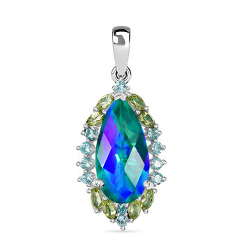 D'Joy Pfau Triplett Quarz, Peridot und blauer Apatit Anh&auml;nger - 6,99 ct.