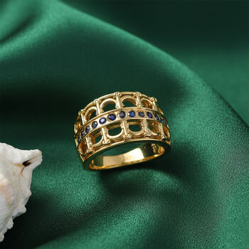 GP Royal Art D&eacute;co Kollektion- Kanchanaburi blauer Saphir Ring - 0,46 ct.