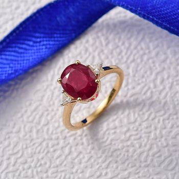 D'Joy afrikanischer Rubin und Moissanit Ring - 4,33 ct.