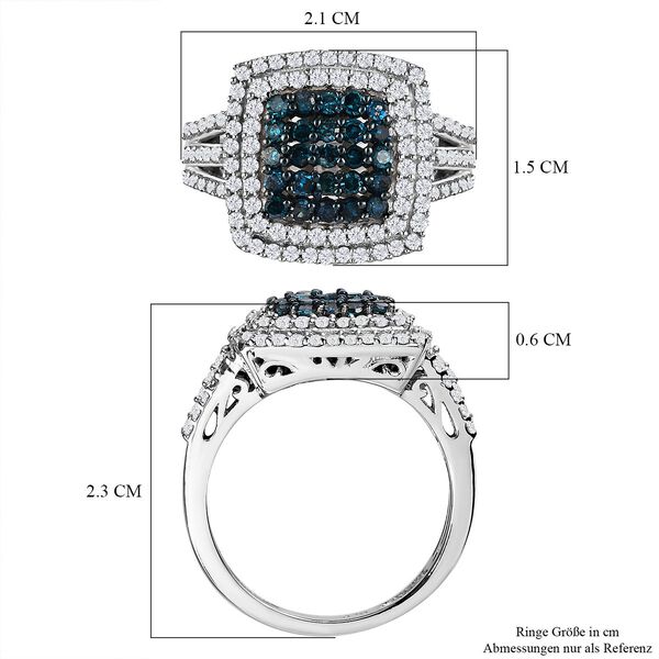 Blauer und wei&szlig;er Diamant Ring, 925 Silber platiniert (Gr&ouml;&szlig;e 20.00) ca. 1.00 ct image number 7