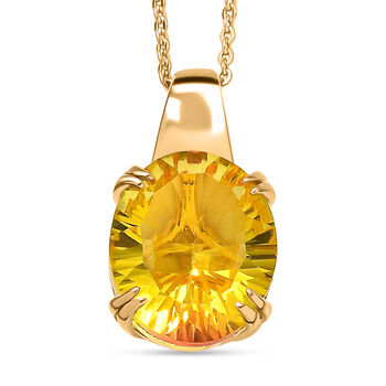 D'Joy - Lichkranz-Design Sphaleros Quarz Anh&auml;nger mit Kette, ca. 50 cm 925 Silber 750 Gelb Vergoldet ca. 5.19 ct
