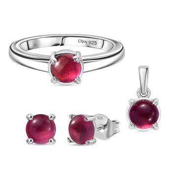 D'Joy Afrikanisches Rubin Schmuckset, 925 Silber rhodiniert - 2,54 ct.