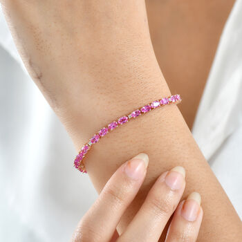 LUXURIANT AAA Labor Rosa Saphir und Labor Diamant 18cm Armband - 9,19 ct.