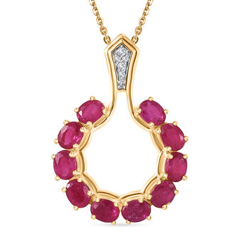 D'Joy afrikanischer Rubin und Zirkon Anh&auml;nger mit 50cm Kette - 2,70 ct.