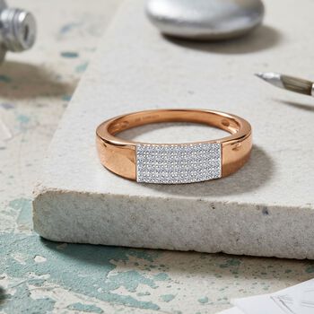 LUXURIANT VS-EF Labor Diamant Ring, 925 Silber 750 Ros&eacute;gold Vermeil - 0,20 ct.