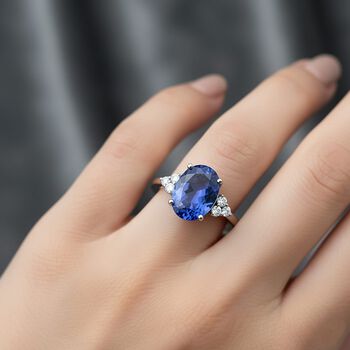 LUXORO AGI zertifiziert und gepr&uuml;ft AAAA Tansanit und Diamant  Ring in 585 Wei&szlig;gold - 3 ct.