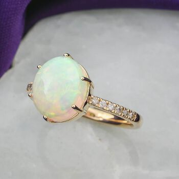 LUXORO zertifiziert und gepr&uuml;ft AAA nat&uuml;rlicher, &auml;thiopischer Welo Opal und Diamant Ring in 417 Gold - 2,85 ct.
