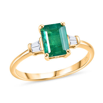 LUXORO AAA Kagem Sambischer Smaragd, Wei&szlig;er Diamant Ring 375 Gold (Gr&ouml;&szlig;e 18.00) ca. 1.73 ct