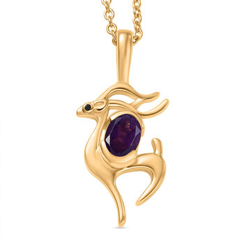 EverTrue afrikanischer Amethyst und schwarzer Spinell Anh&auml;nger mit 50cm Kette - 0,72 ct.