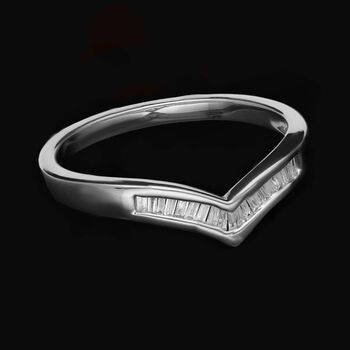 Wishbone Diamant-Ring in platiniertem Silber - 0,17 ct.
