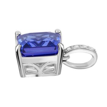 RHAPSODY AGI zertifiziert und gepr&uuml;ft AAAA Tansanit und VS-EF Diamant Anh&auml;nger mit 45cm Kette in 950 Platin - 1,85 ct.