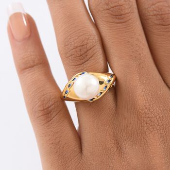 D'Joy S&uuml;&szlig;wasser Perle (10-10.5 mm) Ring 925 Silber 750 Gelb Vergoldet (Gr&ouml;&szlig;e 17.00)