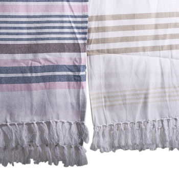 2er Set SPA Handt&uuml;cher, rosa und blaue Streifen