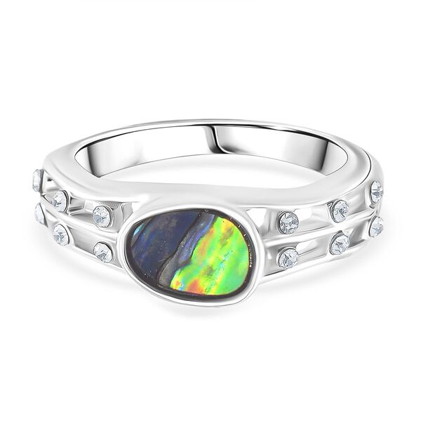 J Francis gefertigt mit SWAROVSKI- Abalone Muschel und wei&szlig;er Kristall Ring und Ohrringe image number 8