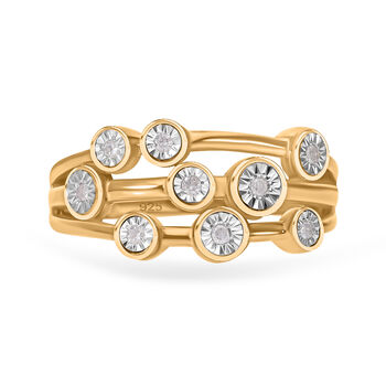 Wei&szlig;er Diamant Ring, 925 Silber Gelbgold Vermeil (Gr&ouml;&szlig;e 19.00) ca. 0.10 ct