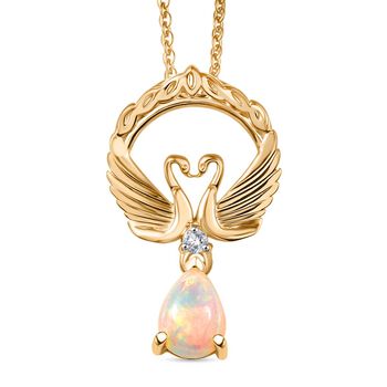 D'Joy AA nat&uuml;rlicher, &auml;thiopischer Welo Opal und Zirkon Anh&auml;nger mit 50cm Kette - 0,55 ct.