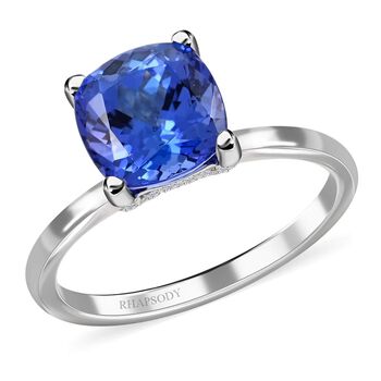 RHAPSODY zertifiziert und gepr&uuml;ft AAAA Tansanit und VS-EF Diamant Ring in 950 Platin - 2,76 ct.