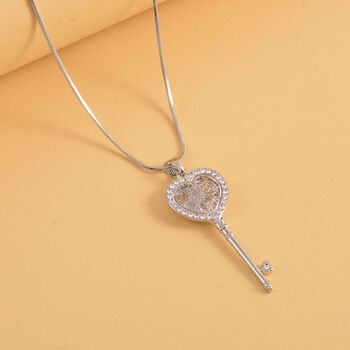 Wei&szlig;er Kristall-Anh&auml;nger mit Kette - 1 ct.