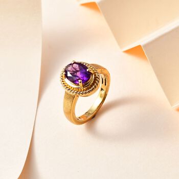 Afrikanischer Amethyst Ring Messing  (Gr&ouml;&szlig;e 20.00) ca. 1,65 ct