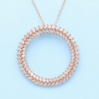 LUXURIANT SGL zertifizierter VS-EF Labor Diamant Anh&auml;nger mit 50cm Kette, 925 Silber 750 Ros&eacute;gold Vermeil - 1 ct.