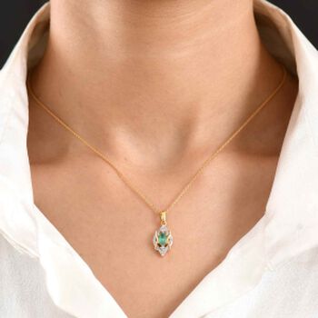 D'Joy AAA Kagem sambischer Smaragd und Zirkon Anh&auml;nger mit 50cm Kette - 0,63 ct.