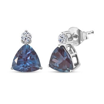 AAA Lab Grown Alexandrit, Lab Grown Diamant Ohrringe 417 Gold ca. 3.33 ct