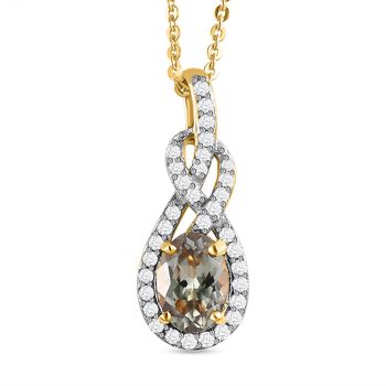 AAA Turkizit und wei&szlig;er Zirkon-Anh&auml;nger mit Kette, 50 cm - 1,27 ct.