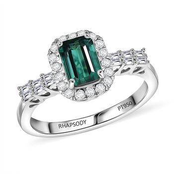 Rhapsody AAAA Pirineu Lagoon Tourmaline, Wei&szlig;er Diamant Ring 950 Platin (Gr&ouml;&szlig;e 16.50) ca. 1,44 ct