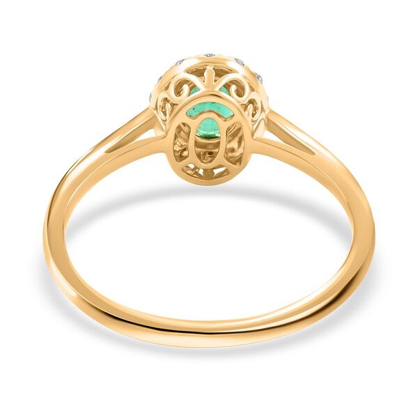 LUXORO AAA Kagem Sambischer Smaragd, Wei&szlig;er Diamant Ring 585 Gold (Gr&ouml;&szlig;e 17.00) ca. 1,05 ct image number 4