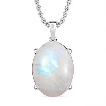 D'Joy AA Regenbogen Mondstein Ring und Anh&auml;nger mit 50cm Kette