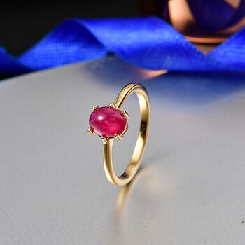 D'Joy Afrikanischer Rubin (Fissure gef&uuml;llt) Ring 925 Silber vergoldet (Gr&ouml;&szlig;e 16.00) ca. 1,83 ct
